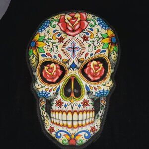 Rose Sugar Skull Cotton Tank Top Medium